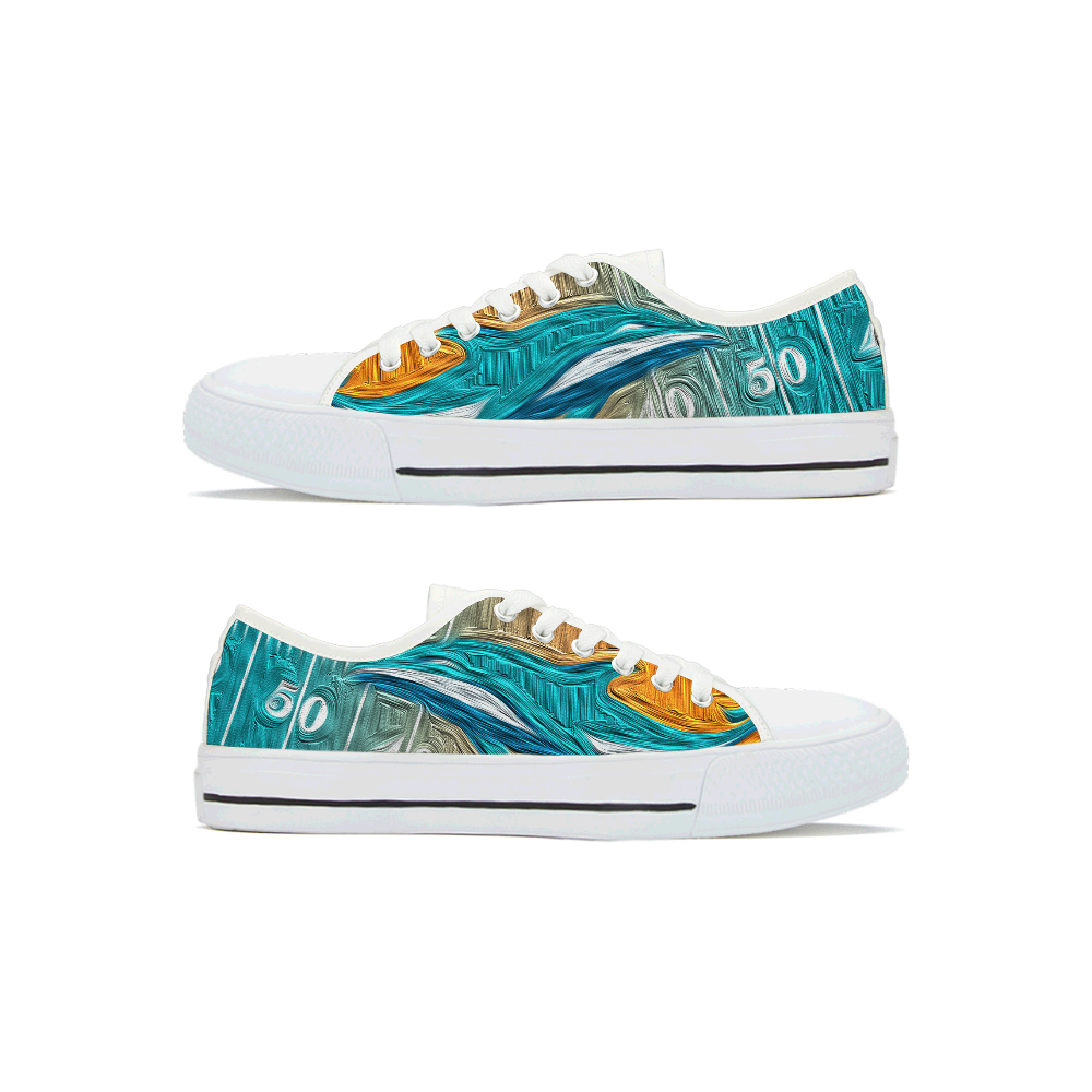 Men's Miami Dolphins Low Top Canvas Sneakers 003